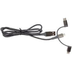 Extra silný nabíjecí kabel 3v1, tažná síla 70kg, Lightning, Micro USB, USB-C 