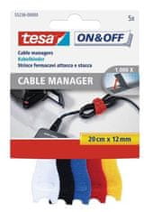 Tesa Správce kabelů "On&Off 55236", mix barev, suchý zip