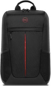 moderní batoh na notebook dell gaming lite backpack 17.3 palců dvojitý zip ramenní vycpávky poutko nastavitelné popruhy nylonový odolný materiál přední kapsa držáky na pití voděodolná úprava
