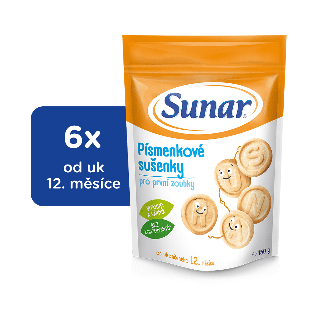 Levně Sunar dětské sušenky písmenkové 6 x 150 g