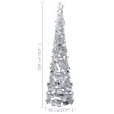 Greatstore Rozkládací umělý vánoční stromek stříbrný 180 cm PET