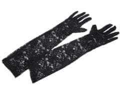 Kraftika 1pár erná dlouhé společenské rukavice krajkové