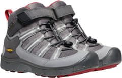 KEEN dětská kožená outdoorová obuv Hikeport 2 Sport Mid WP Y magnet/chili pepper 32.5 šedá