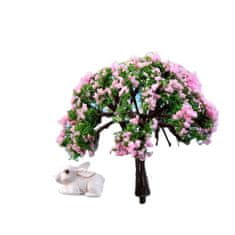 Kraftika Umělý kvetoucí stromeček, růžový, zelený a hnědý