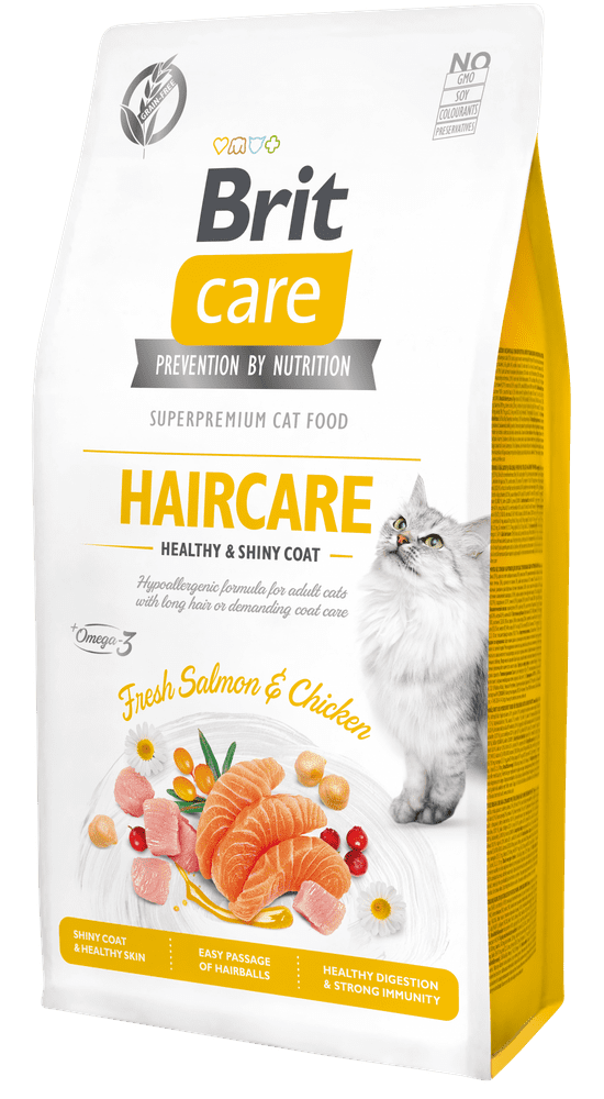 Levně Brit Care Cat Grain-Free Haircare Healthy & Shiny Coat 7 kg
