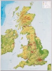 Georelief Velká Británie - plastická nástěnná mapa, bez rámu