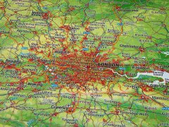 Georelief Velká Británie - plastická nástěnná mapa, bez rámu