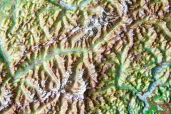 Georelief Švýcarsko - plastická nástěnná mapa, bez rámu