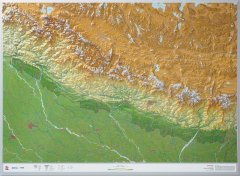 Georelief Nepál - plastická nástěnná mapa, bez rámu