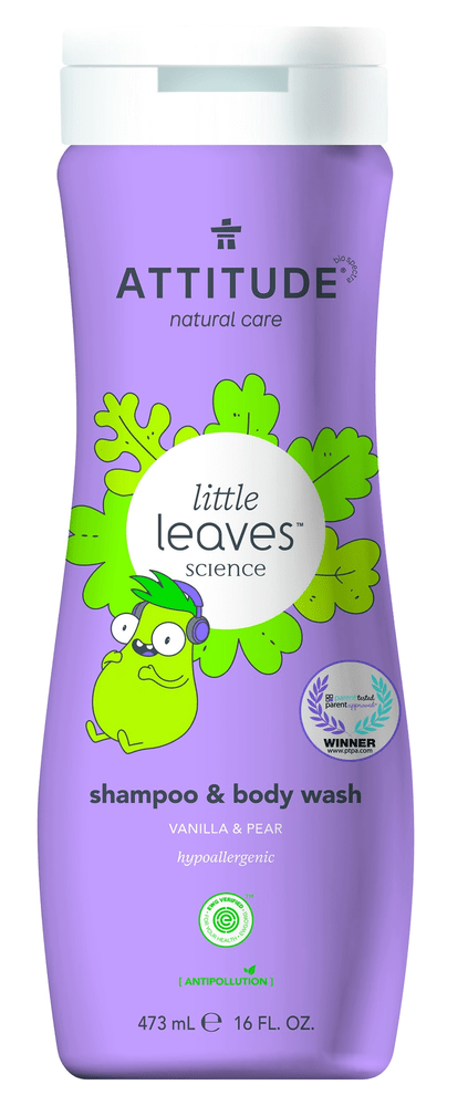 Levně Attitude Dětské tělové mýdlo a šampon (2 v 1) Little leaves s vůní vanilky a hrušky 473 ml