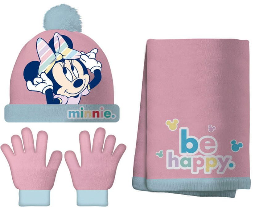 Disney dívčí set čepice, šála, rukavice Minnie