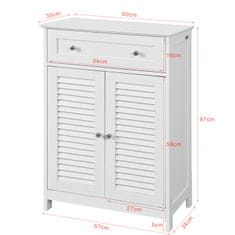 SoBuy FRG238-W Koupelnová komoda, koupelnová skříňka, příborník, předsíňka, bílá 60x87x35cm