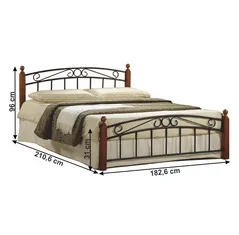 KONDELA Manželská postel, třešeň / černý kov, 180x200, DOLORES