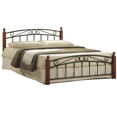 KONDELA Manželská postel, třešeň / černý kov, 180x200, DOLORES
