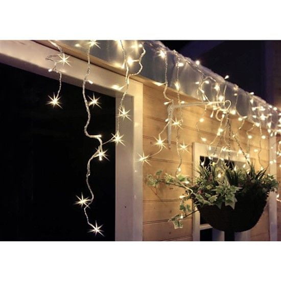 Levně Solight LED vánoční závěs, rampouchy, 120 LED, 3m x 0,7m, přívod 6m, venkovní, teplé bílé světlo, paměť, časovač