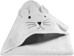 TrendUpcz Dětská osuška s kapucí Cat, 75x75 cm, (šedá)