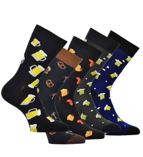 OXSOX pánské bavlněné barevné veselé CRAZY SOCKS ponožky PIVO ox7100120 5-pack