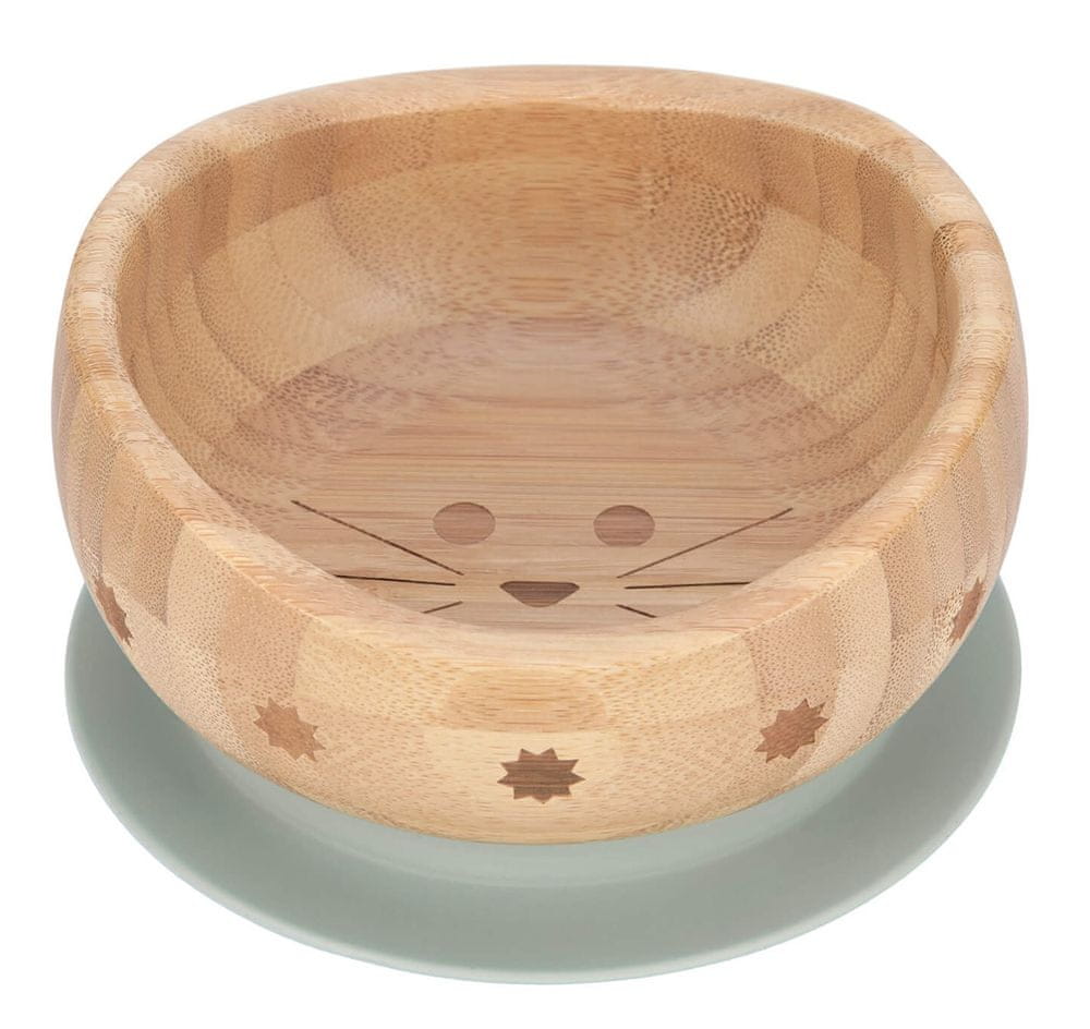 Levně Lässig Bowl Bamboo/Bowl Bamboo/Wood Little Chums cat with suction pad/silicone 1310049108