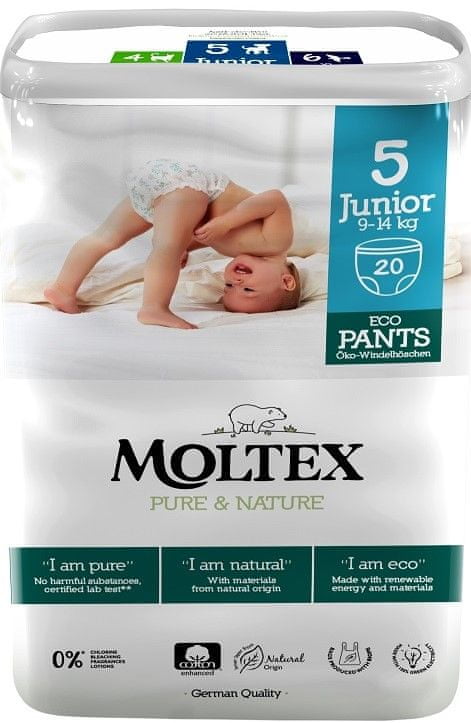 MOLTEX Natahovací plenkové kalhotky Moltex Pure & Nature Junior 9-14 kg (20 ks)