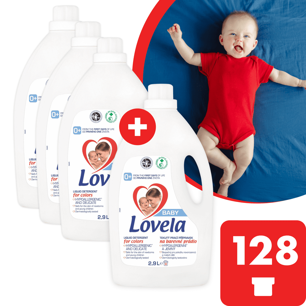 Levně Lovela Baby tekutý prací přípravek na barevné prádlo 11,6 l / 128 pracích dávek