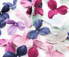 Kraftika Textilní květiny, kytičky, trojlístky, mix barev - zelené