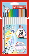 Stabilo Štětcové fixy "Pen 68 brush", sada 12 barev