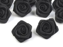 Kraftika 10ks černá saténová růžička 20mm, saténové růže našití