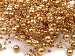 Kraftika 4ks zlatá perly na silonu 7mm délka 130cm