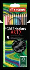 Stabilo Pastelky "GreenColors ARTY", 12 různých barev, šestihranná