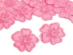 Kraftika 10ks růžová nažehlovačka vyšívaný květ, nažehlovačky
