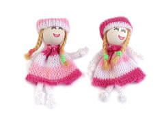 Kraftika 2ks růžová malinová textilní panenka / nášivka 8cm