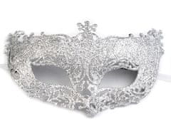 Kraftika 1ks stříbrná karnevalová maska - škraboška s glitry