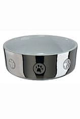 Trixie Miska keramická pes stříbrná s tlapkou 0,3l 12cm TR