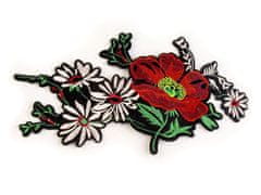 Kraftika 1ks 1 červená nažehlovačka na rifle květy / růže