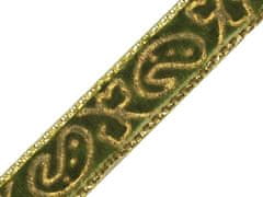 Kraftika 22.5m zelená smaragdová zlatá sametová stuha šíře 10mm s