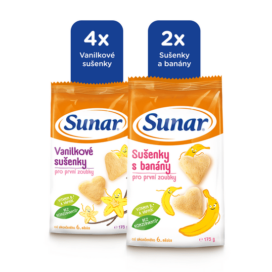 Sunar Dětské sušenky mléčné mix karton L 6x175g