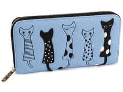 Kraftika 1ks 4 modrá sv. dámská peněženka kočky 10x19,5cm