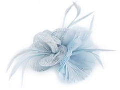 Kraftika 1ks 4 modrá ledová fascinátor / brož květ s peřím