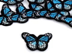 Kraftika 10ks 5 modrá tyrkys nažehlovačka motýl malá, nažehlovačky