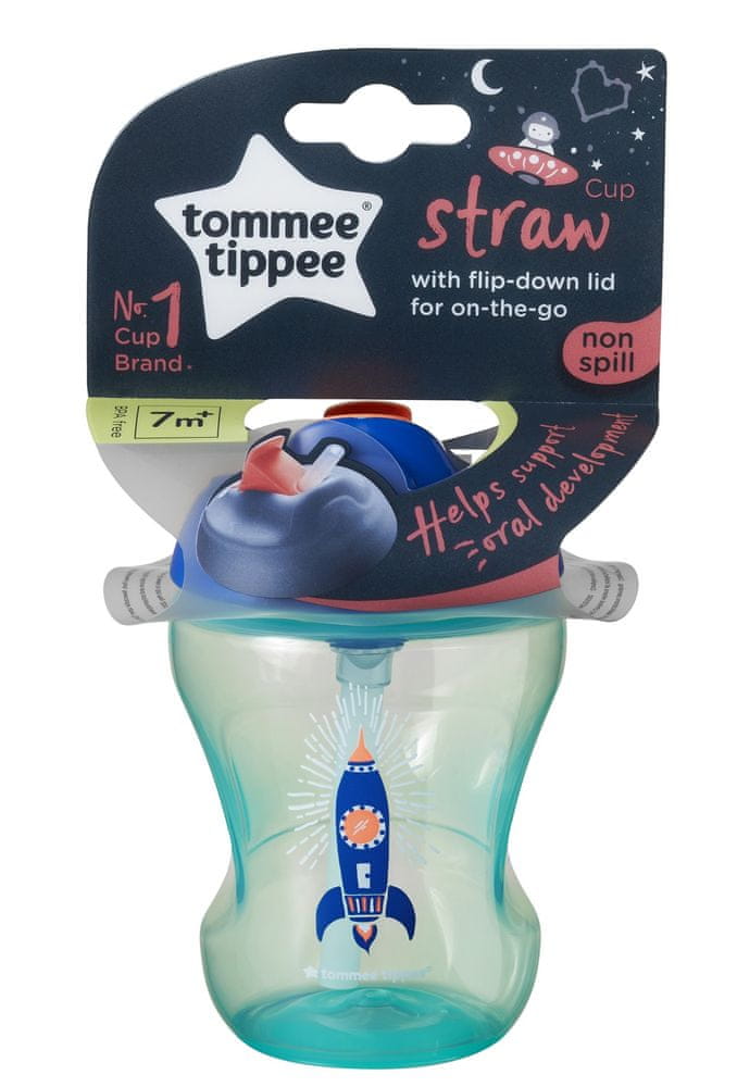 Tommee Tippee Netekoucí hrnek s brčkem Straw Cup 230ml 7m+ Blue