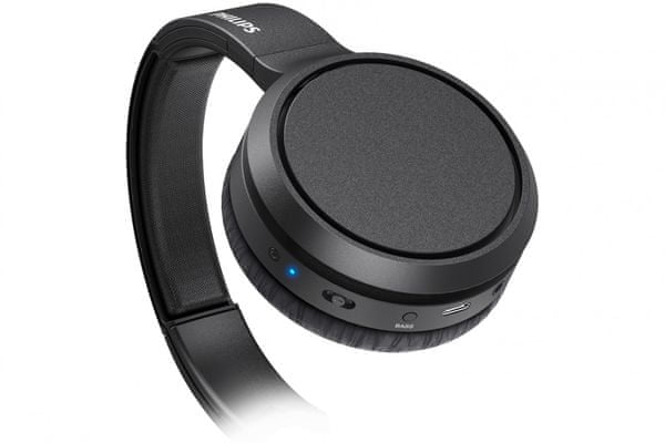 moderní elegantní bezdrátová sluchátka philips tah5205 bluetooth 5.0 nastavitelný hlavový oblouk naplocho složitelná výborný zvuk zesílení basů 40mm měniče možnost připojení audio kabelem s 3,5mm jackem lehounká mobilní aplikace pro nastavení sluchátek