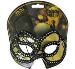 Škraboška - maska s krajkou zlatá - Ples - Karneval