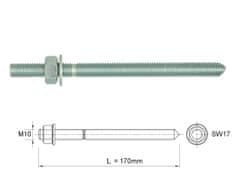 Rawlplug Závitová tyč pro chemickou kotvu M10x170 -1ks