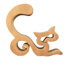 AMADEA Dřevěná kočka, masivní dřevo, 15x13,5x3 cm