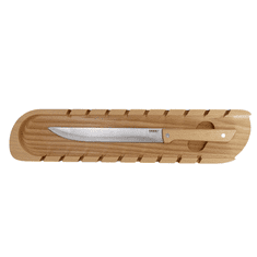 AMADEA Dřevěné prkénko na bagety s nožem, masivní dřevo, 41x9x3 cm