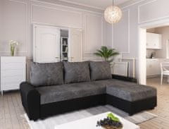 Nejlevnější nábytek Rohová sedačka DAKAR, tmavě šedá látka/černá ekokůže