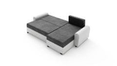 Nejlevnější nábytek Rohová sedačka DAKAR, tmavě šedá látka/bílá ekokůže