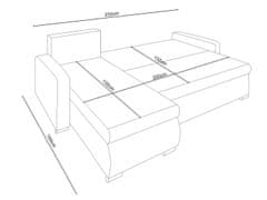 Nejlevnější nábytek Rohová sedačka ASTANA, černá látka/bílá ekokůže