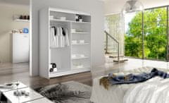 Nejlevnější nábytek Šatní skříň TABARI VI, bílý mat/zrcadlo