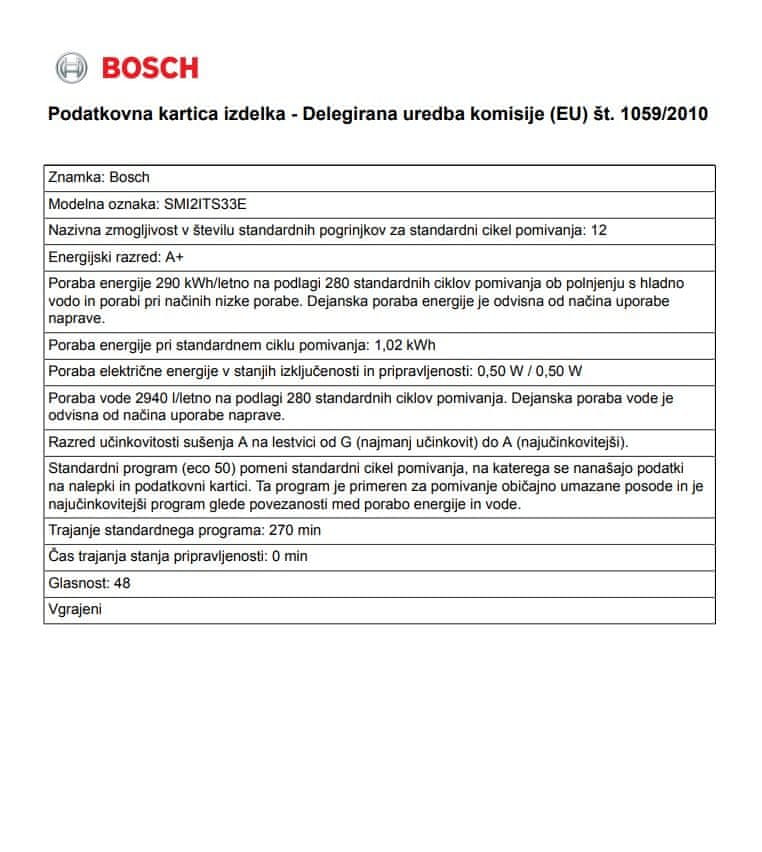 Bosch vestavná myčka SMI2ITS33E + doživotní záruka AquaStop - rozbaleno